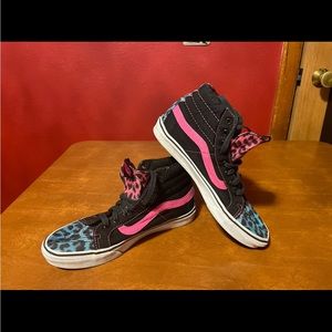 Blue and Pink Leopard Print High Top Vans (Rare)